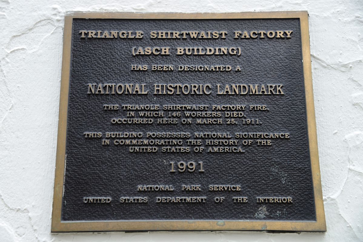 22-3 The NYU Brown Building Plaque Commemorating The Triangle Shirtwaist Factory Fire That Killed 146 Workers In 1911 New York Washington Square Park